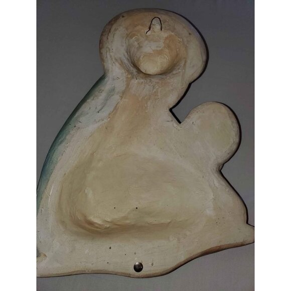 LARGE 1940s Mary and Baby Jesus 14x9.5x3 Chalkware Beautiful Hook On Back SfPf H - Picture 9 of 10